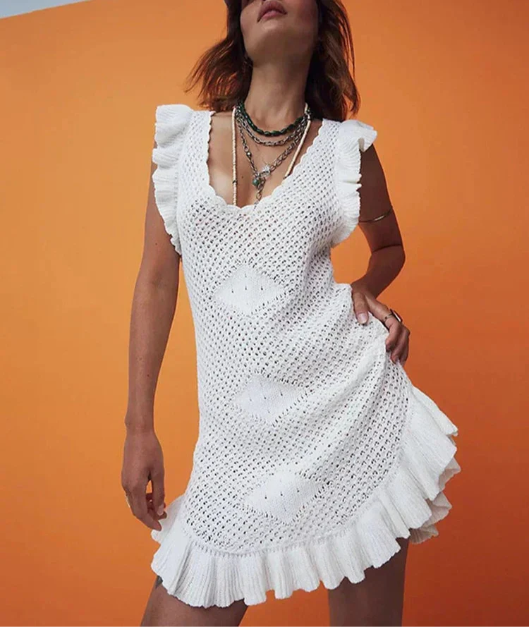 Rochie Mini Plážová Croșetată Maribelle